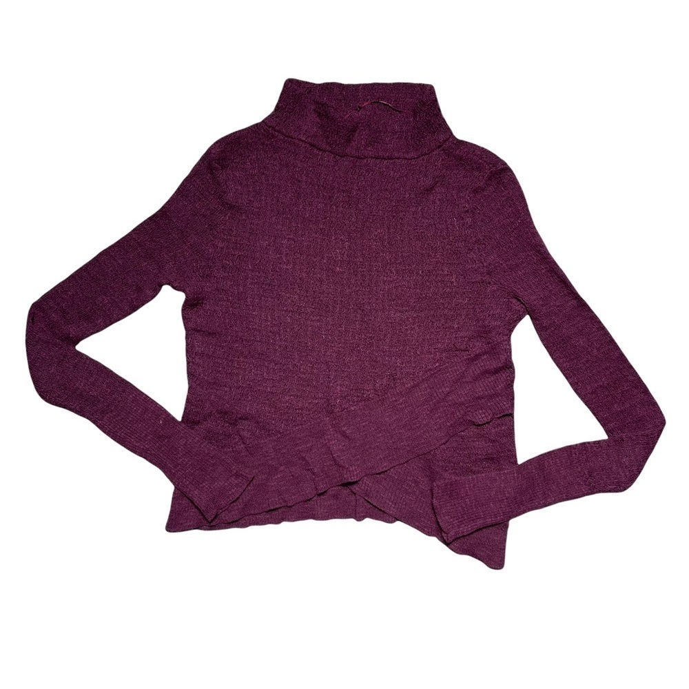 Free People Purple Long Sleeve Linen Blend Turtleneck XS